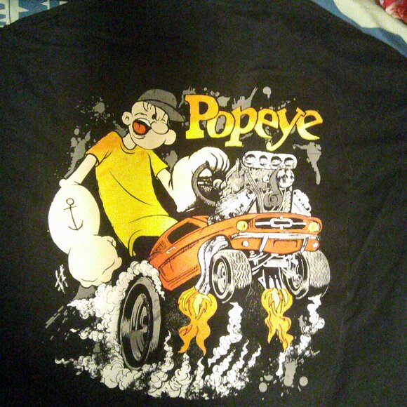 Large Popeye Strong to the Finish 2 Graphic T-Shirt-Good Condition-No Tags - Picture 2 of 2